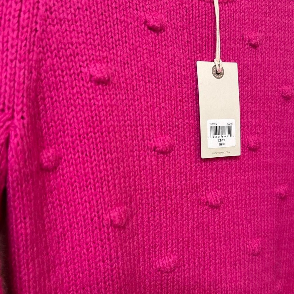 Lucky Brand Pink / fuchsia crew neck sweater with textured dot pattern - Picture 3 of 6